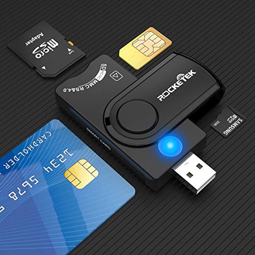 Lettore di smart card USB 4 porte Hub USB,Rocketek DOD USB militare CAC Card ad accesso comune,SDHC/SDXC/SD e lettore di…