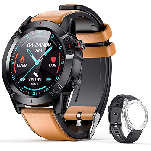 AGPTEK Smartwatch Uomo Orologio Fitness con Cinturino di Ricambio Touchscreen 1.3" Cardiofrequenzimetro da Polso Contapassi Activity Tracker Impermeabile IP68 per Android iOS